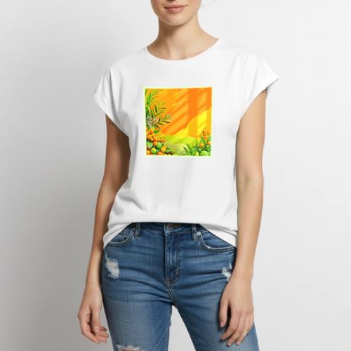 Citrus and Leaves Graphic - Women's Premium Roll Up Sleeve T-Shirt