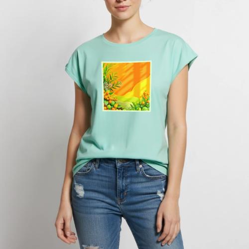 Citrus and Leaves Graphic - Women's Premium Roll Up Sleeve T-Shirt