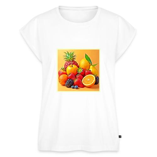 Fresh Bounty: Vibrant Fruit Harvest Art - Women's Premium Roll Up Sleeve T-Shirt