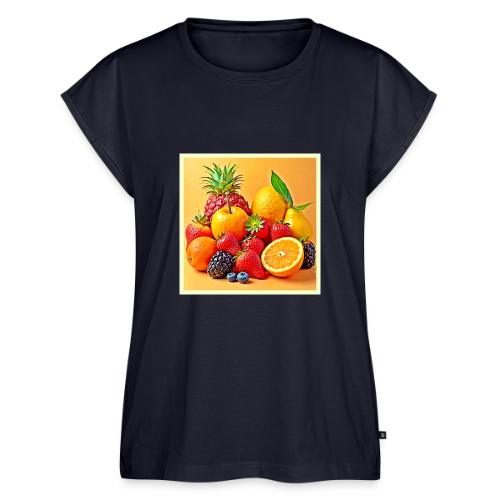 Fresh Bounty: Vibrant Fruit Harvest Art - Women's Premium Roll Up Sleeve T-Shirt
