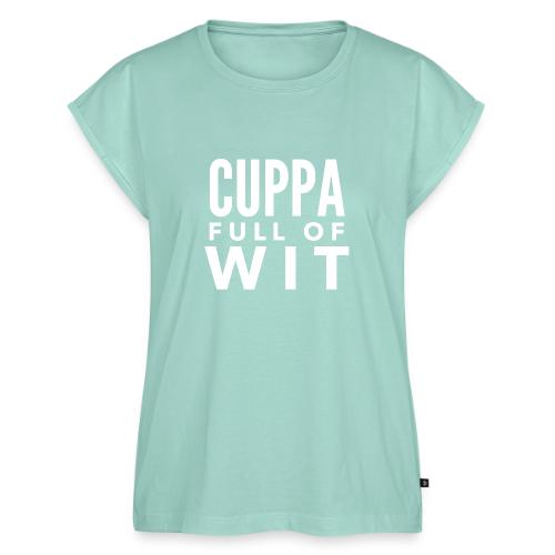 Cuppa Full of Wit - Women's Premium Roll Up Sleeve T-Shirt