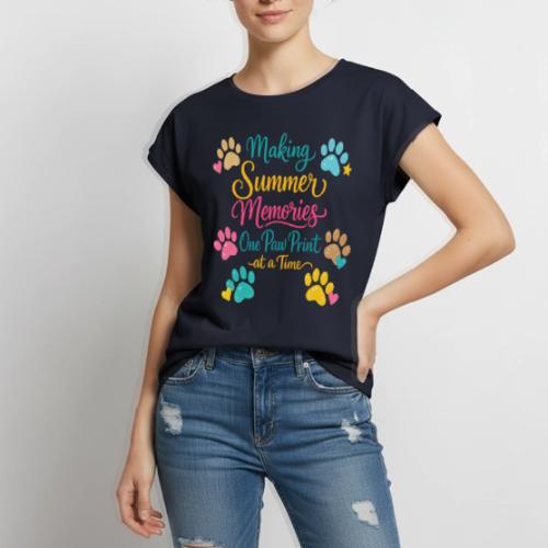 Making Summer Memories One Paw Print at a Time - Women's Premium Roll Up Sleeve T-Shirt