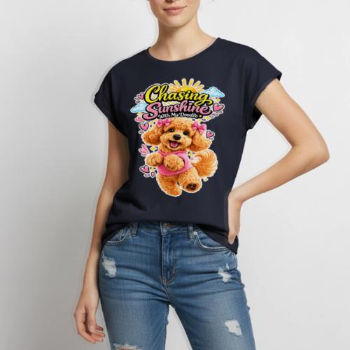 Chasing Sunshine With My Doodle - Women's Premium Roll Up Sleeve T-Shirt