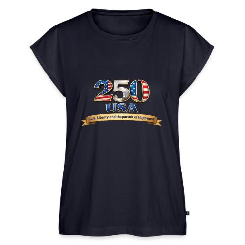 250 USA Liberty Banner - Women's Premium Roll Up Sleeve T-Shirt