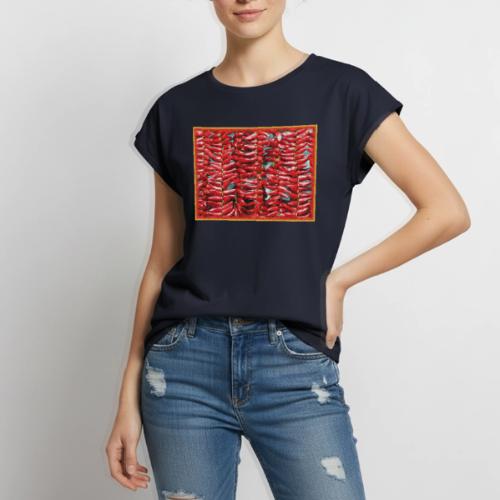 Red Jalapeno Chilli Peppers Cute Photo. Buy Now - Women's Premium Roll Up Sleeve T-Shirt