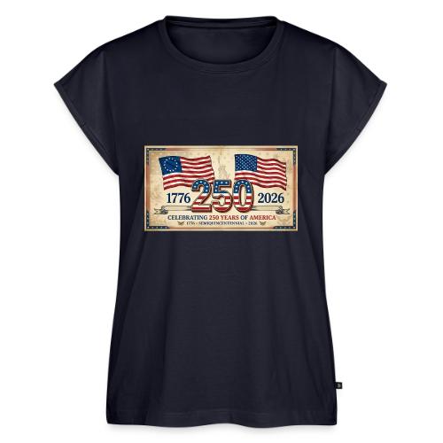 USA 250th Anniversary Flags Emblem - Women's Premium Roll Up Sleeve T-Shirt
