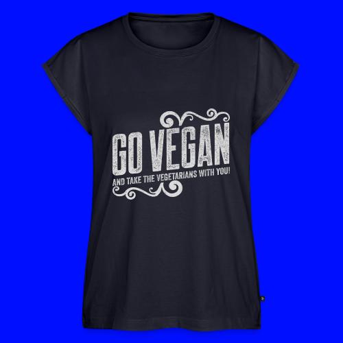 Go Vegan Print - Women's Premium Roll Up Sleeve T-Shirt