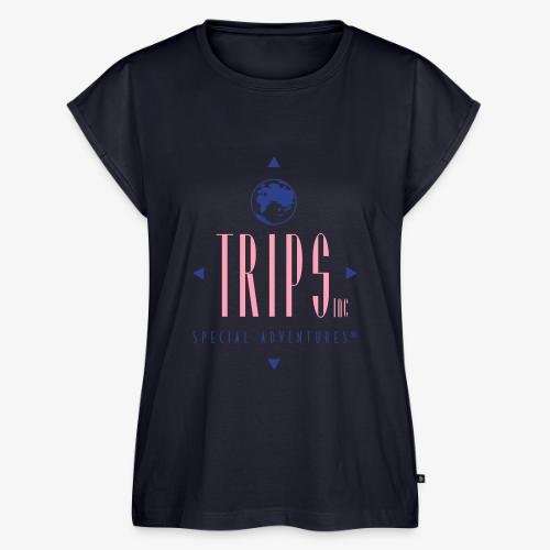 Original Trips Inc.™ Logo Multicolored Design - Women's Premium Roll Up Sleeve T-Shirt