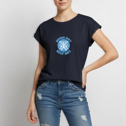 Work Out Help Out- Strength through Service - Women's Premium Roll Up Sleeve T-Shirt