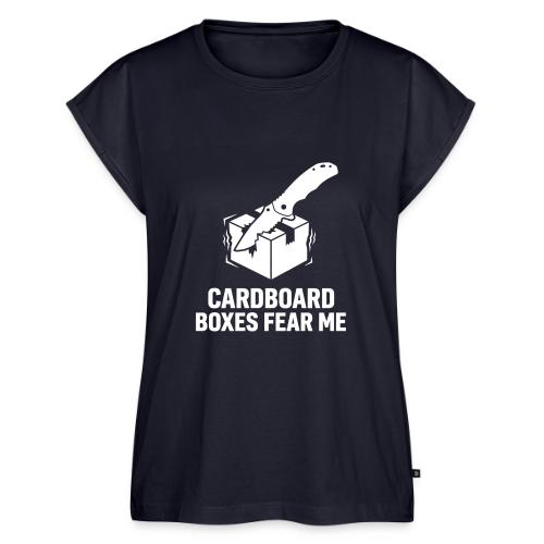 Cardboard Boxes Fear Me - Funny EDC & Warehouse - Women's Premium Roll Up Sleeve T-Shirt