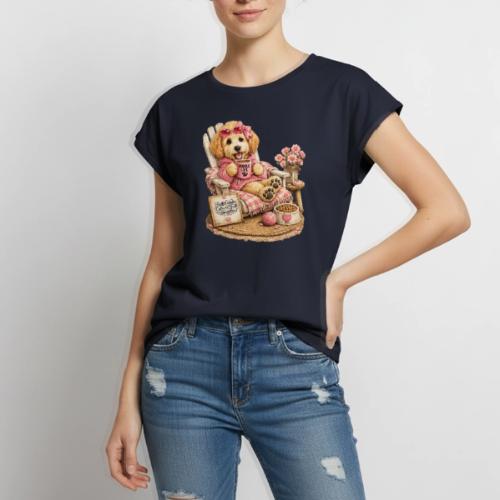 Just Enjoying Life Doodle Dog - Women's Premium Roll Up Sleeve T-Shirt