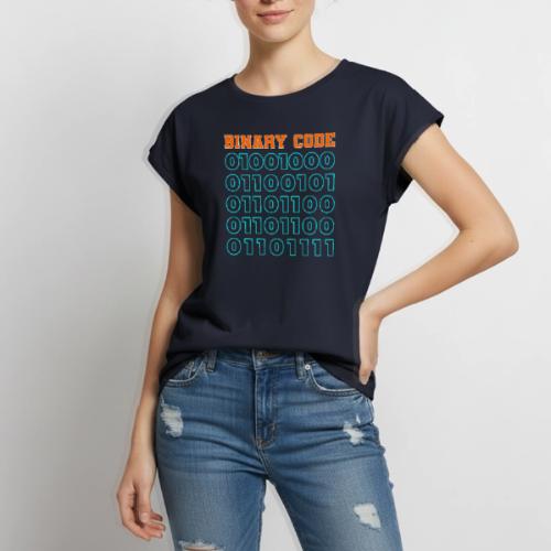 Say Hello in Binary code - Women's Premium Roll Up Sleeve T-Shirt
