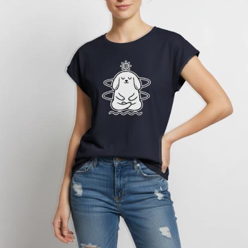 Cute Meditating Bunny Zen Yoga Animal - Women's Premium Roll Up Sleeve T-Shirt