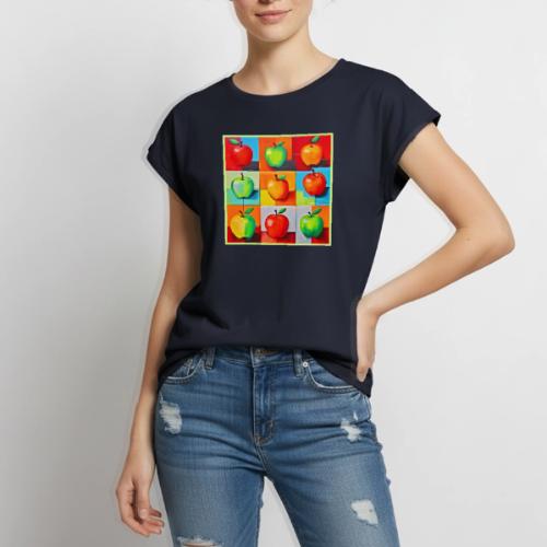 Colorful Apple Grid - Women's Premium Roll Up Sleeve T-Shirt