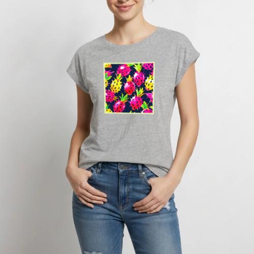Tropical Dragon Fruit Fiesta - Women's Premium Roll Up Sleeve T-Shirt