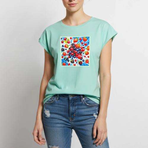 Colorful Berry Fiesta Design - Women's Premium Roll Up Sleeve T-Shirt