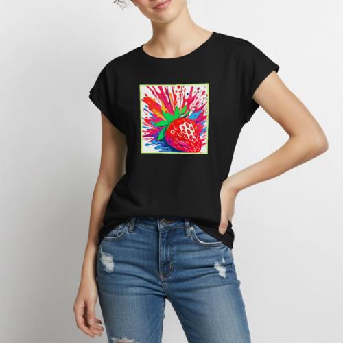 Splatter Strawberry Splash - Women's Premium Roll Up Sleeve T-Shirt