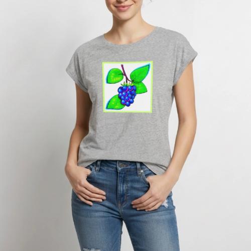 Vibrant Blueberry Pop Art - Women's Premium Roll Up Sleeve T-Shirt