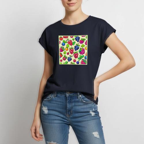 Berry Fruit Pattern Design - Women's Premium Roll Up Sleeve T-Shirt