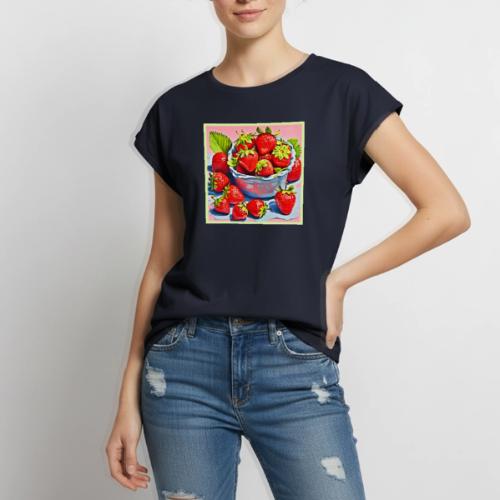 Fresh Strawberry Bowl - Women's Premium Roll Up Sleeve T-Shirt