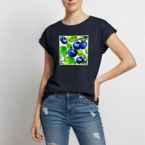 Fresh Blueberry Art - Women's Premium Roll Up Sleeve T-Shirt