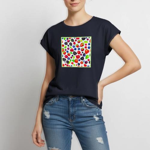 Berry Burst: Fruity Pattern - Women's Premium Roll Up Sleeve T-Shirt