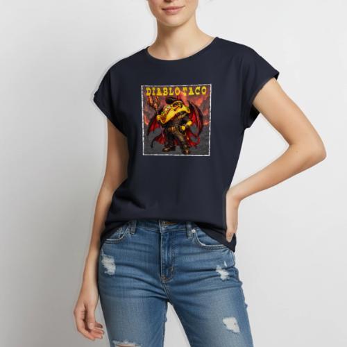 The Diablo Taco Spicy Demon Character - Women's Premium Roll Up Sleeve T-Shirt