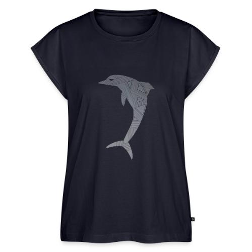 dolphin art deco - Women's Premium Roll Up Sleeve T-Shirt
