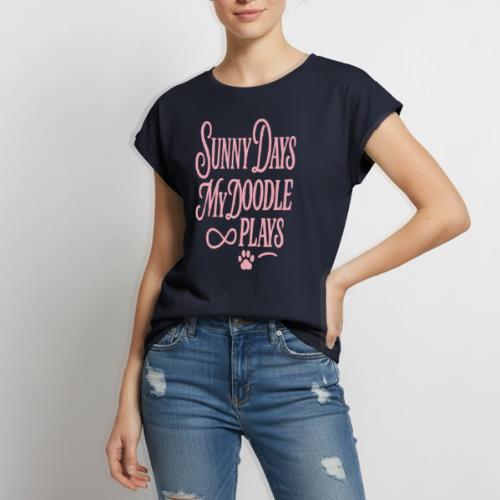 Sunny Days My Doodle Plays - Women's Premium Roll Up Sleeve T-Shirt