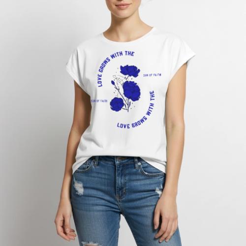 Love Grows With The Sun Of Faith - Women's Premium Roll Up Sleeve T-Shirt