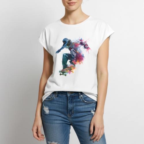 Skateboarding: Ride the Colors - Women's Premium Roll Up Sleeve T-Shirt