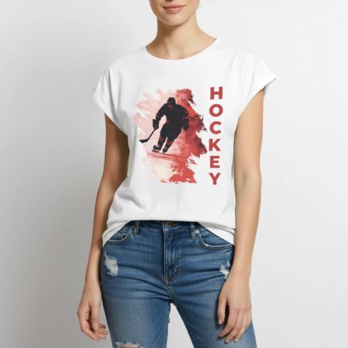 Hockey Fire - Women's Premium Roll Up Sleeve T-Shirt