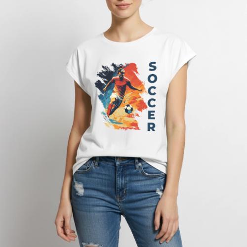 Soccer Action Pulse - Women's Premium Roll Up Sleeve T-Shirt