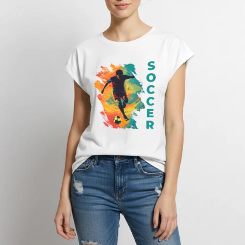 Soccer Hero Mode - Women's Premium Roll Up Sleeve T-Shirt