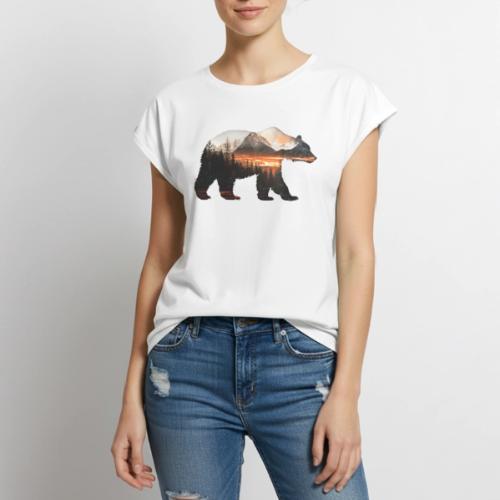 Canada Bear: fiery tones - Women's Premium Roll Up Sleeve T-Shirt