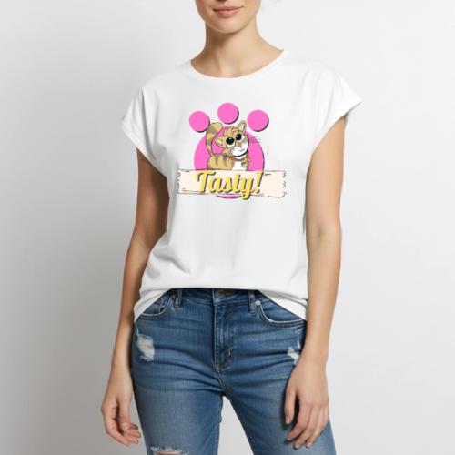 TomoTees Tasty - Women's Premium Roll Up Sleeve T-Shirt