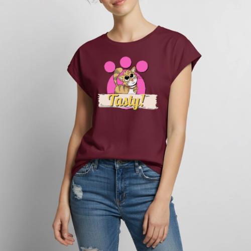 TomoTees Tasty - Women's Premium Roll Up Sleeve T-Shirt