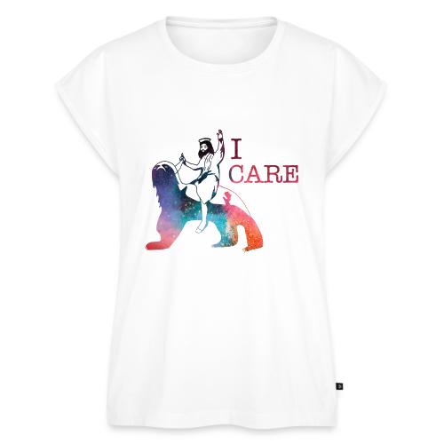 Jesus Cares Galaxy - Women's Premium Roll Up Sleeve T-Shirt