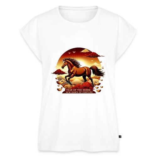 Year of the Horse Sunrise T Shirt, Lunar New Year - Women's Premium Roll Up Sleeve T-Shirt