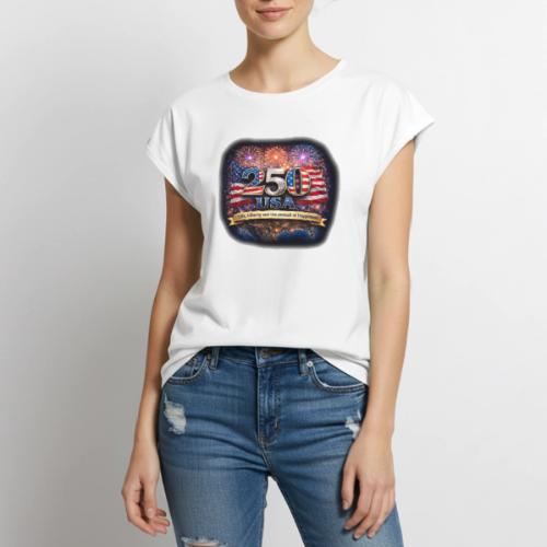 USA 250th Celebration - Women's Premium Roll Up Sleeve T-Shirt