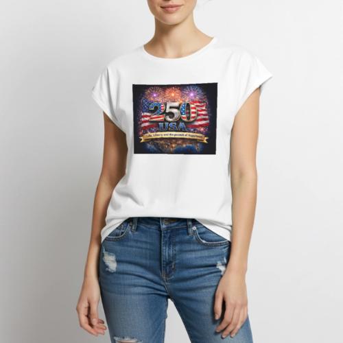 USA 250th Celebration - Women's Premium Roll Up Sleeve T-Shirt