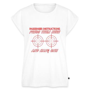 Biker Motorcycle Press Them Here And Hang On Boobs - Women's Premium Roll Up Sleeve T-Shirt - white - Front - AI Model Female 180 light (180cm)