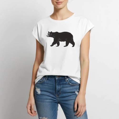 Midnight Black Bear - Women's Premium Roll Up Sleeve T-Shirt