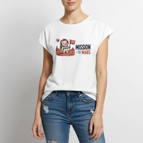 Mission To Mars Space Pig - Women's Premium Roll Up Sleeve T-Shirt
