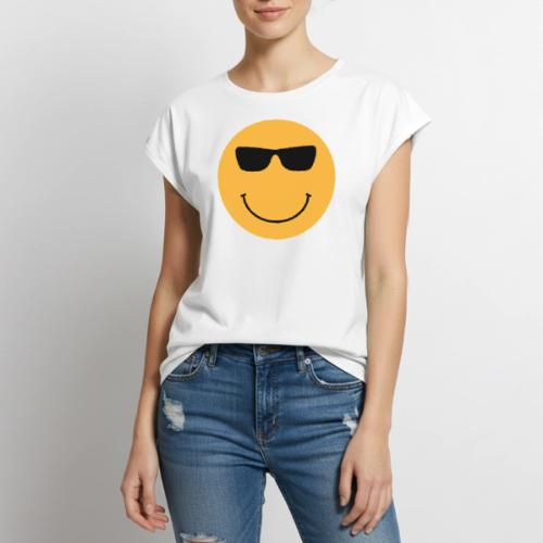 Orange Face with Sunglasses - Women's Premium Roll Up Sleeve T-Shirt