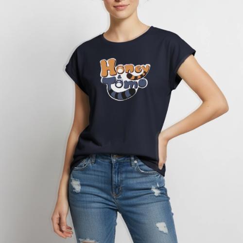 Honey and Tomo Logo - Women's Premium Roll Up Sleeve T-Shirt