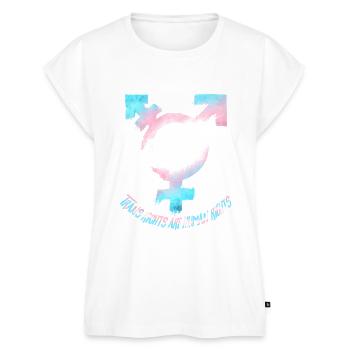 Trans Rights Are Human Rights Symbol Pride Flag - Women's Premium Roll Up Sleeve T-Shirt - white - Front - AI Model Female 180 light (180cm)