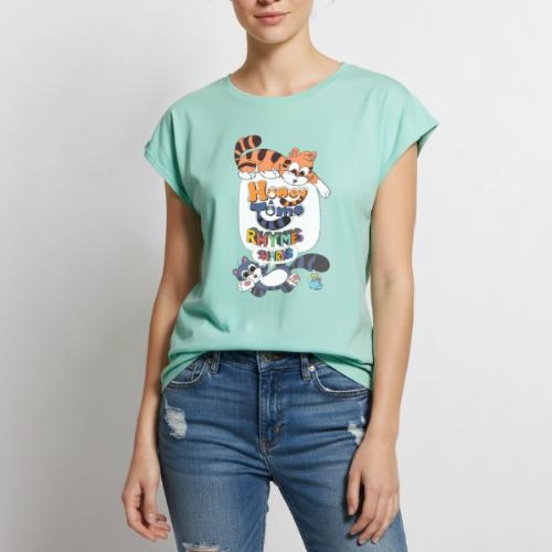 Honey and Tomo Rhymes Sharing - Women's Premium Roll Up Sleeve T-Shirt