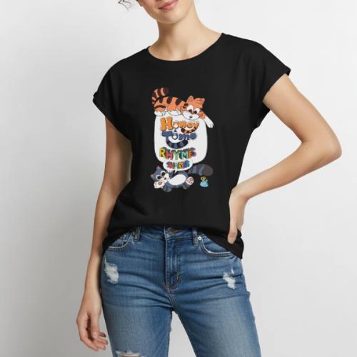 Honey and Tomo Rhymes Sharing - Women's Premium Roll Up Sleeve T-Shirt