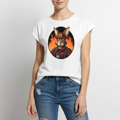 Firefighter Hare - Women's Premium Roll Up Sleeve T-Shirt